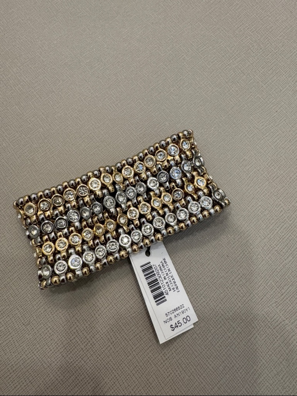 White House Black Market Two-Tone Crystal Stretch Bracelet